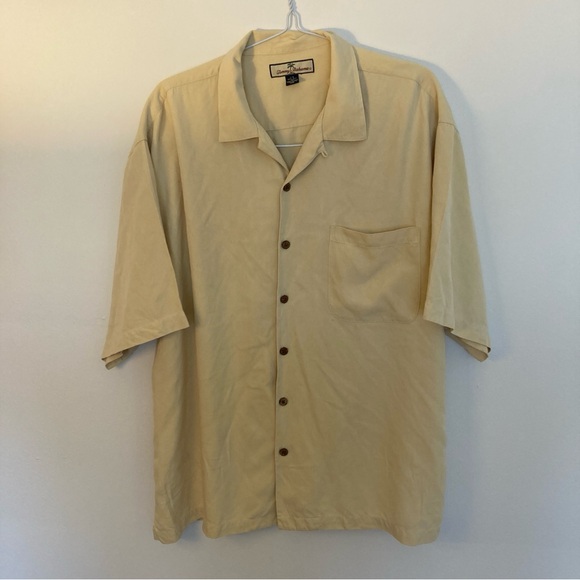 Tommy Bahamas men’s silk shirt yellow size large - Picture 1 of 7